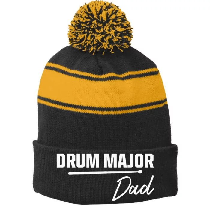 Drum Major Dad Matching Family Marching Band Parent Stripe Pom Pom Beanie