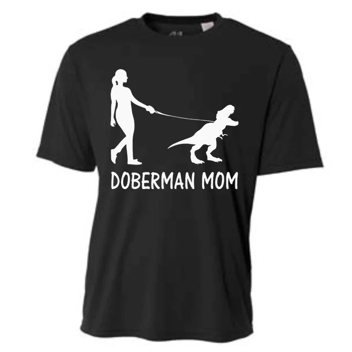 Doberman Mom Dobe Dobie Doberman Pinscher Dog Dinosaur Women Cooling Performance Crew T-Shirt