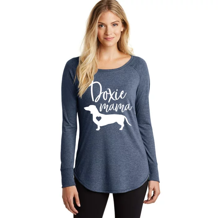 Doxie Mama Dachshund Mama Funny Dog Mom Wiener Dog Doxie Mom Cute Gift Women's Perfect Tri Tunic Long Sleeve Shirt