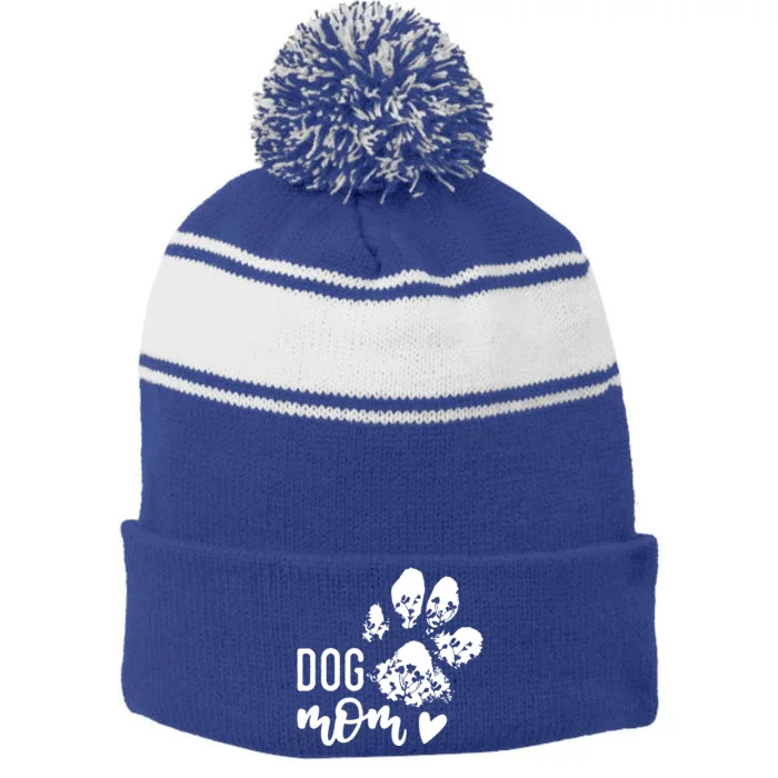 Dog Mom Stripe Pom Pom Beanie