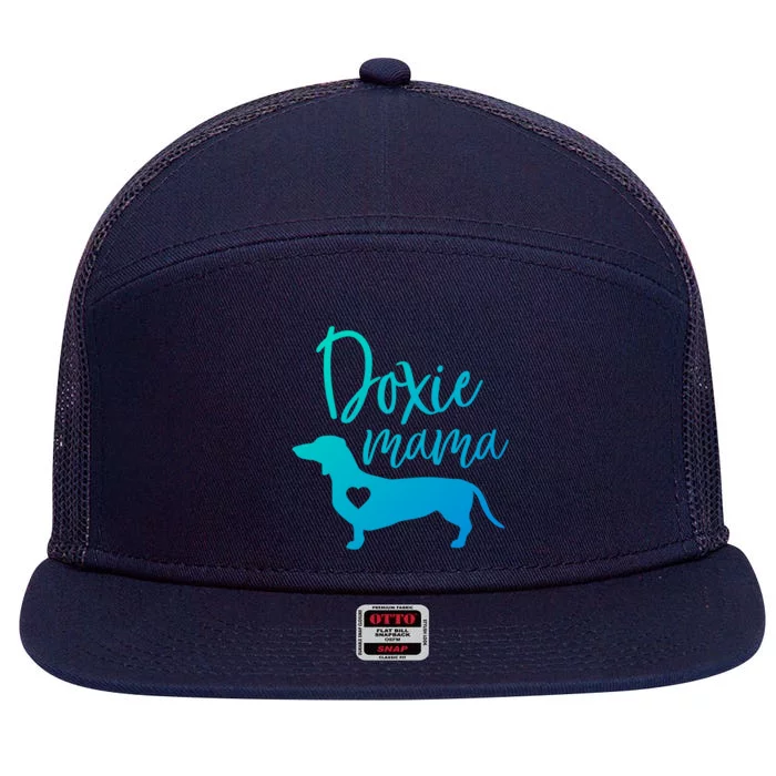 Doxie Mama Dachshund Mama Funny Dog Mom Wiener Dog Doxie Mom Cute Gift 7 Panel Mesh Trucker Snapback Hat