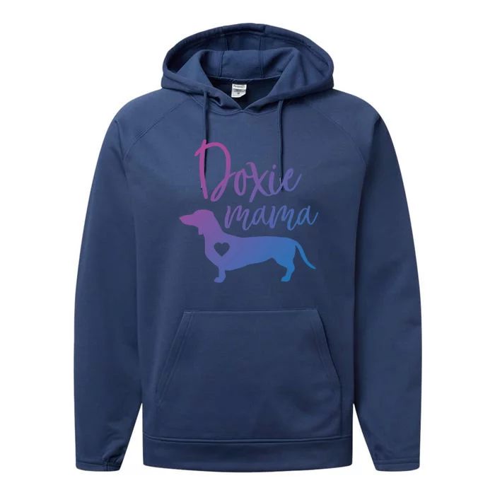 Doxie Mama Dachshund Mama Funny Dog Mom Wiener Dog Doxie Mom Cute Gift Performance Fleece Hoodie