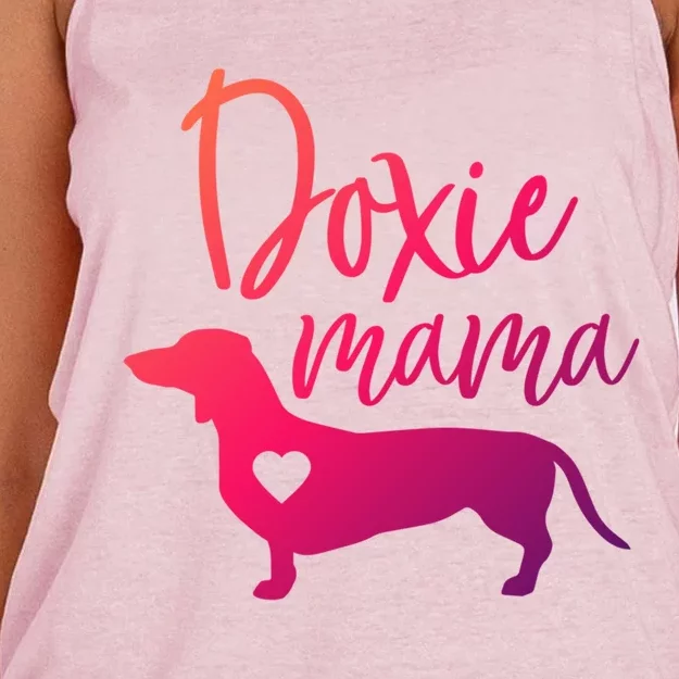 Doxie Mama Dachshund Mama Funny Dog Mom Wiener Dog Doxie Mom Cute Gift Women's Knotted Racerback Tank