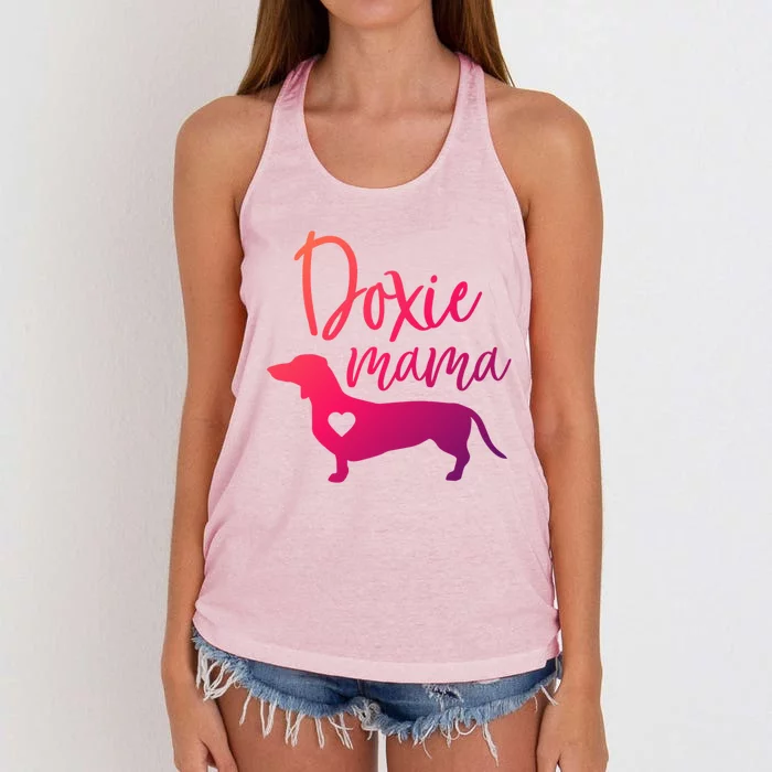 Doxie Mama Dachshund Mama Funny Dog Mom Wiener Dog Doxie Mom Cute Gift Women's Knotted Racerback Tank