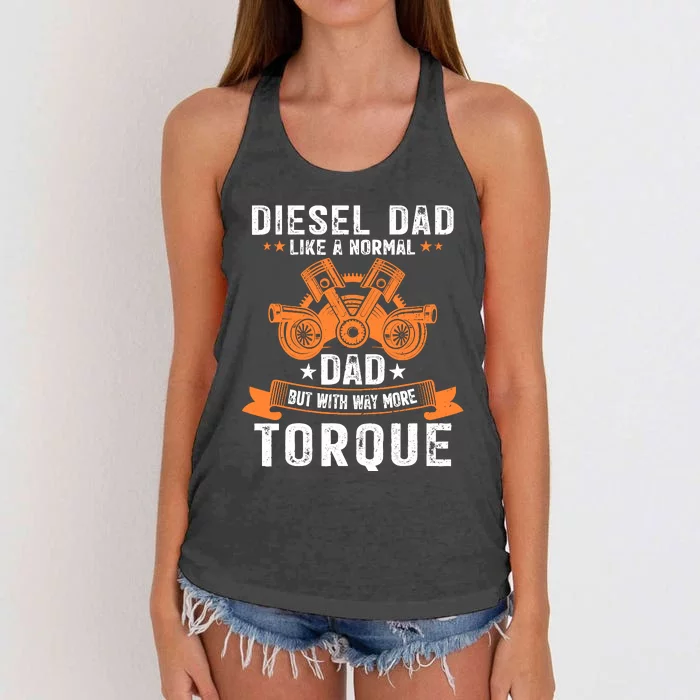 Diesel Mechanic Dad Automobile Fathers Day Funny Gift Women's Knotted Racerback Tank