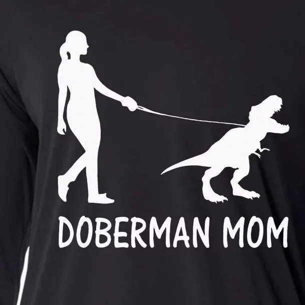 Doberman Mom Dobe Dobie Doberman Pinscher Dog Dinosaur Women Cooling Performance Long Sleeve Crew