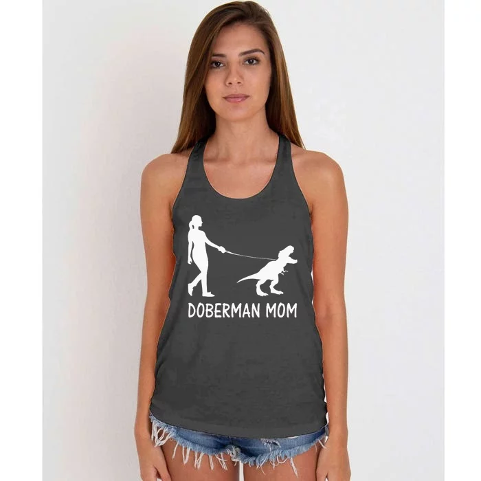 Doberman Mom Dobe Dobie Doberman Pinscher Dog Dinosaur Women Women's Knotted Racerback Tank