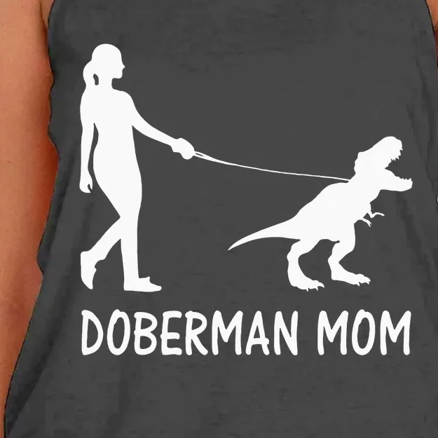 Doberman Mom Dobe Dobie Doberman Pinscher Dog Dinosaur Women Women's Knotted Racerback Tank