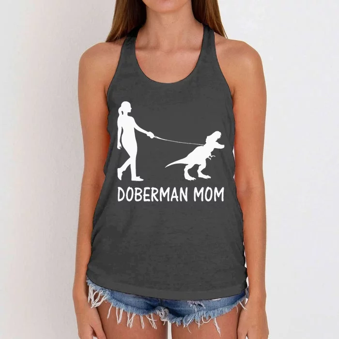 Doberman Mom Dobe Dobie Doberman Pinscher Dog Dinosaur Women Women's Knotted Racerback Tank