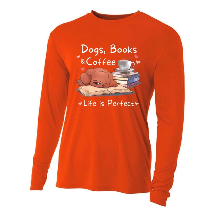 Dog Mom Dad Dogs Books Coffee Cooling Performance Long Sleeve Crew