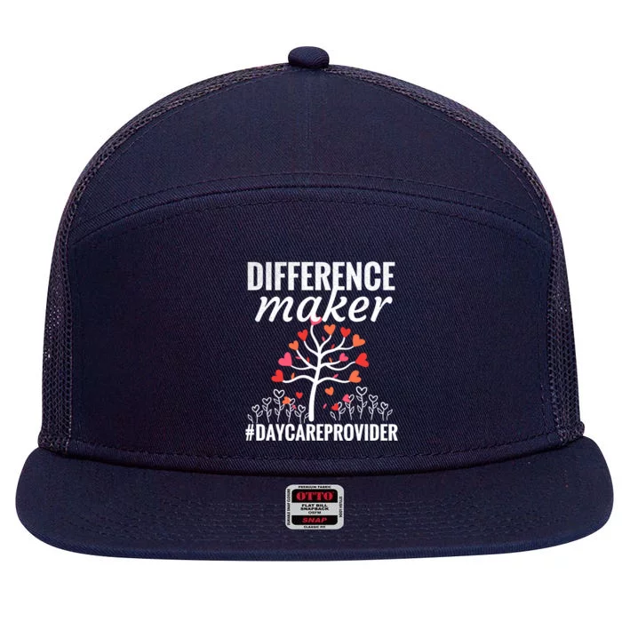 Difference Maker Daycare Care Worker Appreciation Gift 7 Panel Mesh Trucker Snapback Hat