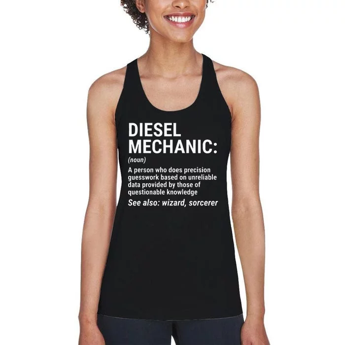 Diesel Mechanic Definition Funny Mechanic Tee Gift Women's Racerback Tank