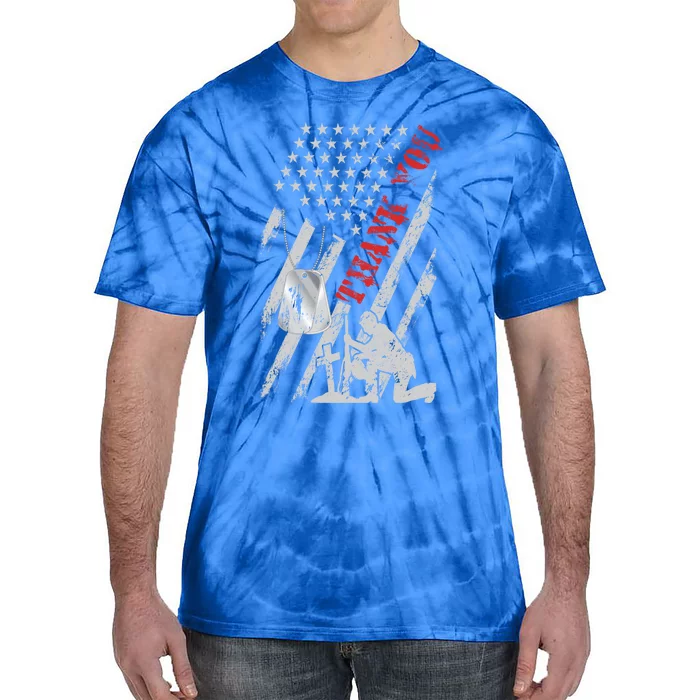 Distressed Memorial Day Tee With Usa Flag Military Thank You Gift Tie-Dye T-Shirt