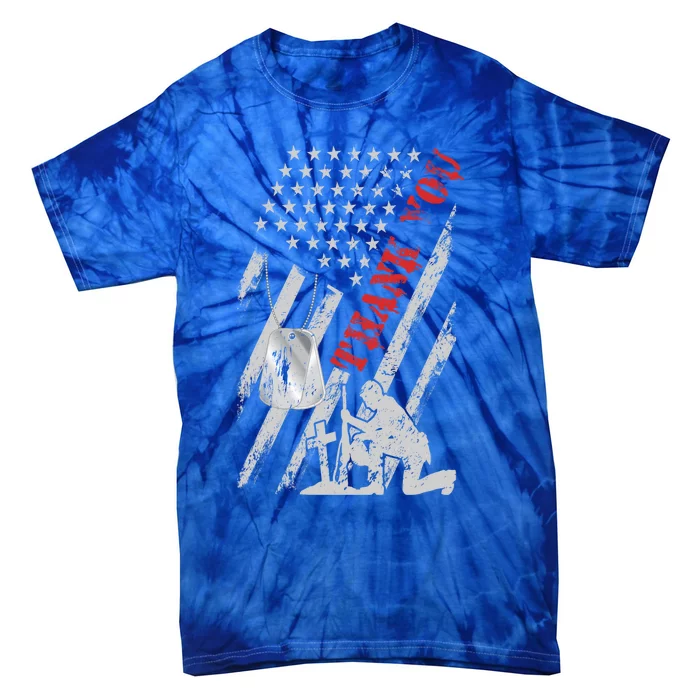 Distressed Memorial Day Tee With Usa Flag Military Thank You Gift Tie-Dye T-Shirt