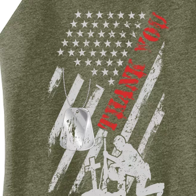 Distressed Memorial Day Tee With Usa Flag Military Thank You Gift Women’s Perfect Tri Rocker Tank