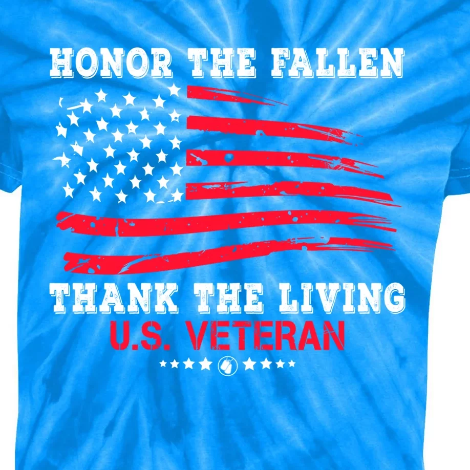 Distressed Memorial Day Honor The Fallen Thank The Living Cute Gift Kids Tie-Dye T-Shirt