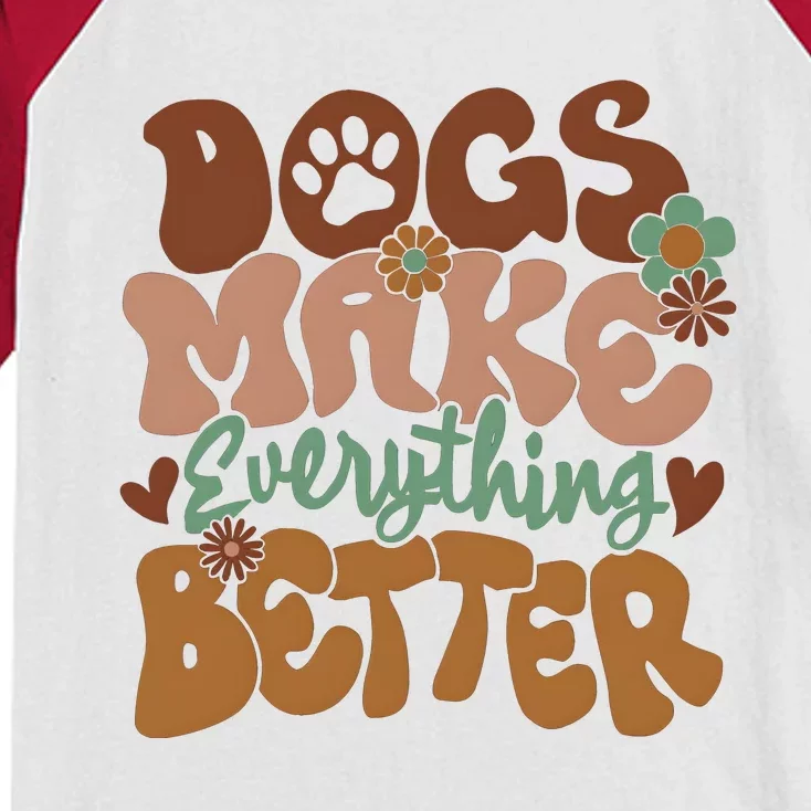 Dogs Make Everything Better Dog Mom Kids Colorblock Raglan Jersey