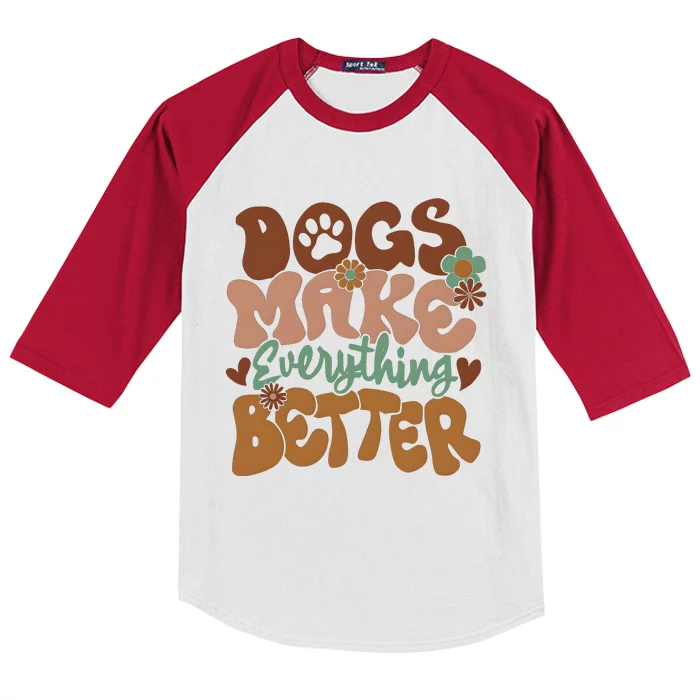 Dogs Make Everything Better Dog Mom Kids Colorblock Raglan Jersey