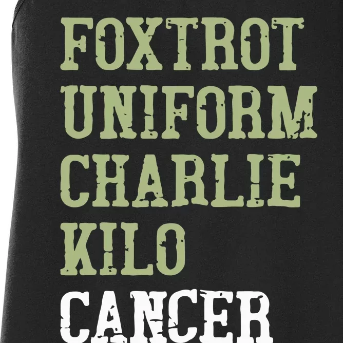 Dave Mustaine Foxtrot Uniform Charlie Kilo Cancer Women's Racerback Tank