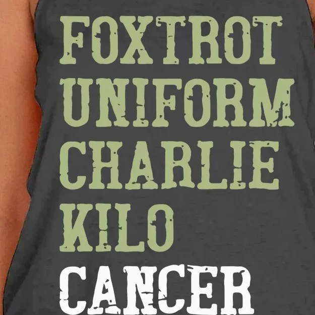 Dave Mustaine Foxtrot Uniform Charlie Kilo Cancer Women's Knotted Racerback Tank