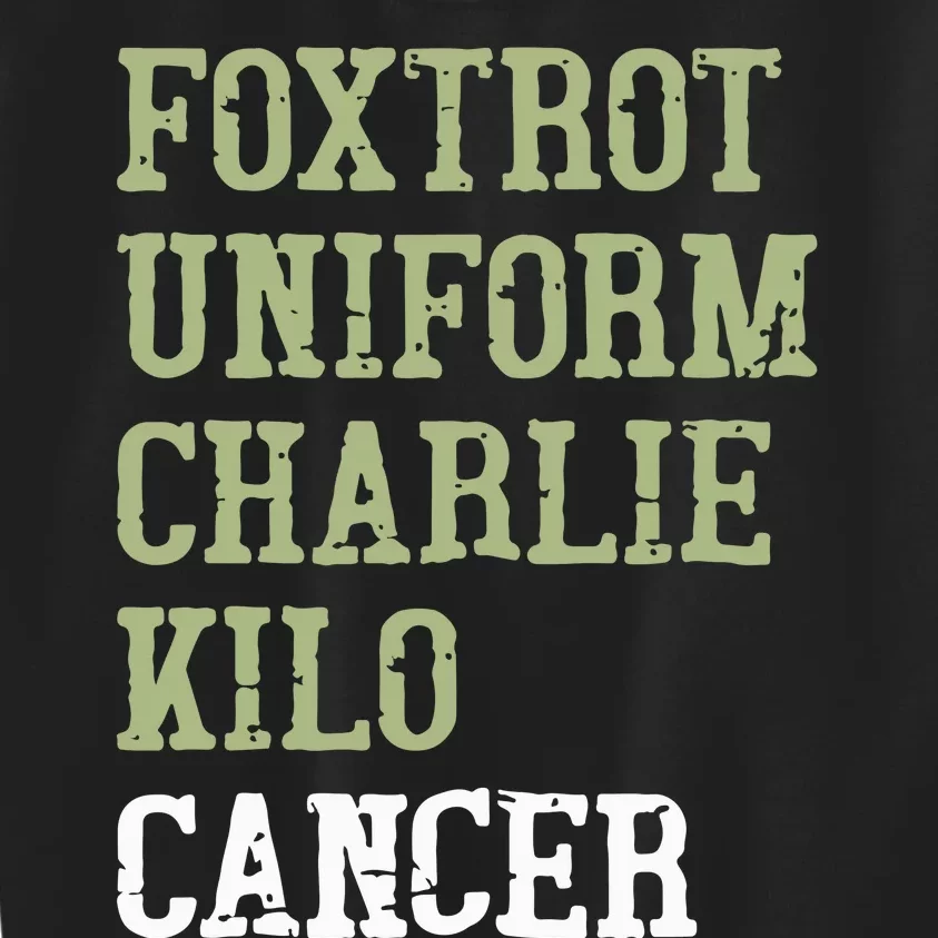 Dave Mustaine Foxtrot Uniform Charlie Kilo Cancer Kids Sweatshirt