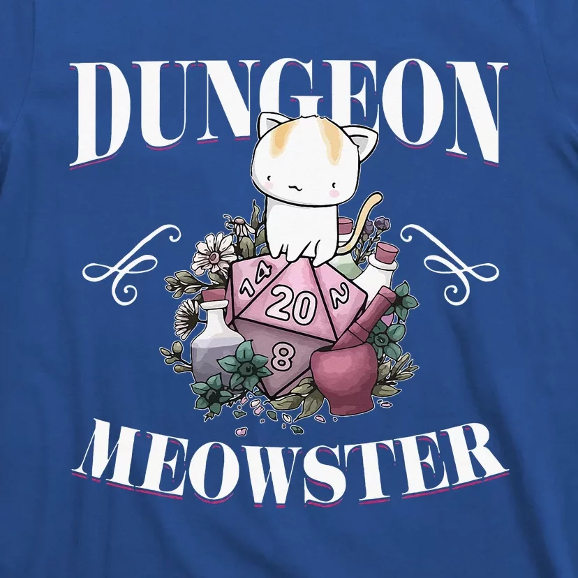 Dungeon Meowster Funny Gamer Cat Lover D20 T-Shirt