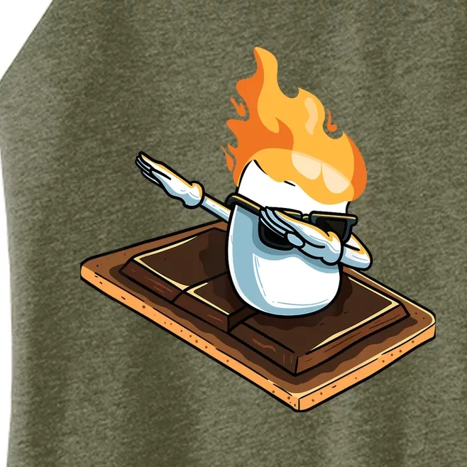 Dabbing Marshmallow Funny Smores Camping Dab Camper Gifts Women’s Perfect Tri Rocker Tank