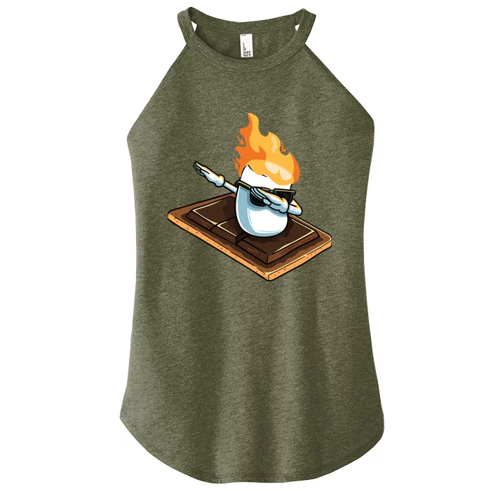 Dabbing Marshmallow Funny Smores Camping Dab Camper Gifts Women’s Perfect Tri Rocker Tank