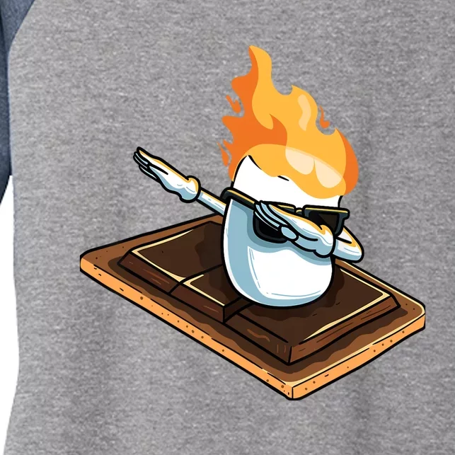 Dabbing Marshmallow Funny Smores Camping Dab Camper Gifts Women's Tri-Blend 3/4-Sleeve Raglan Shirt