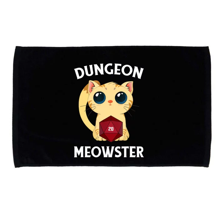 Dungeon Meowster Funny Nerdy Cat D20 RPG Fantasy Game Master Microfiber Hand Towel