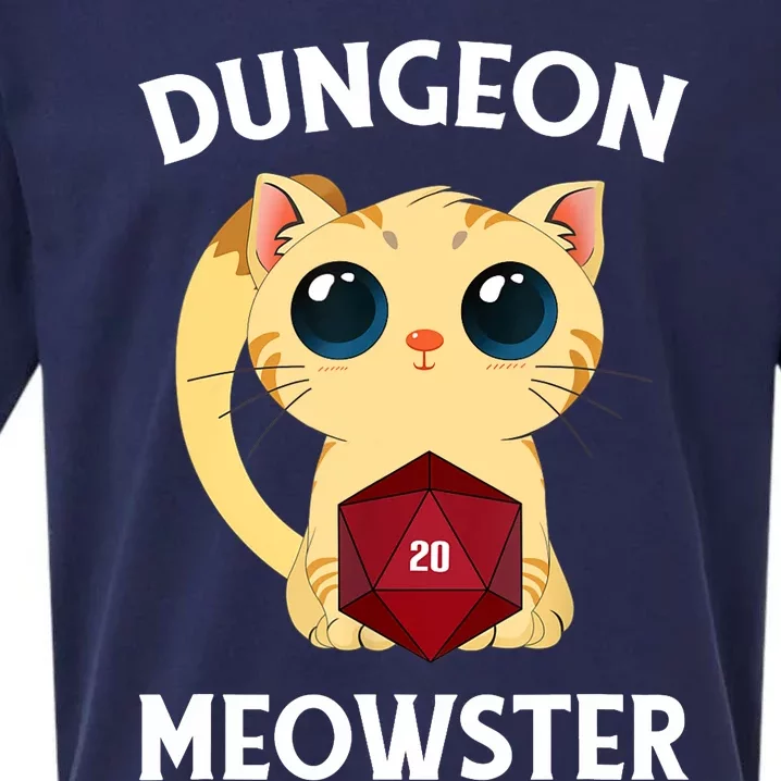 Dungeon Meowster Funny Nerdy Cat D20 RPG Fantasy Game Master Sueded Cloud Jersey T-Shirt