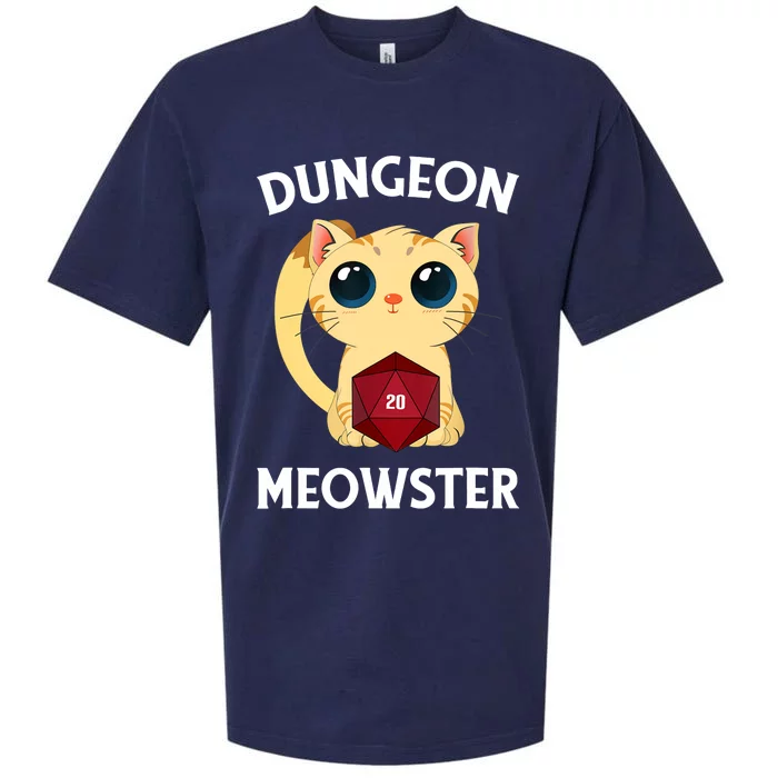 Dungeon Meowster Funny Nerdy Cat D20 RPG Fantasy Game Master Sueded Cloud Jersey T-Shirt