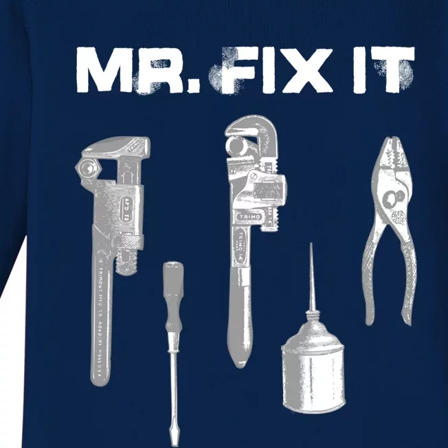 Dad Mr Fix It Funny Funny Gift Fathers Day Handy Meaningful Gift Baby Long Sleeve Bodysuit