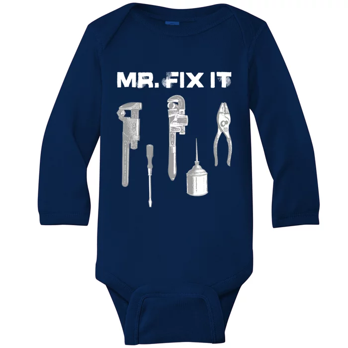 Dad Mr Fix It Funny Funny Gift Fathers Day Handy Meaningful Gift Baby Long Sleeve Bodysuit