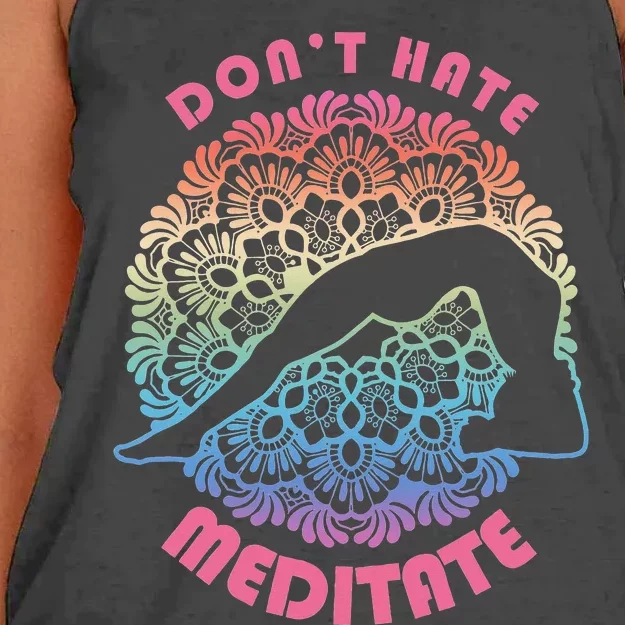 Don't-Hate Meditate Funny Yoga Meditation Lover Women's Knotted Racerback Tank