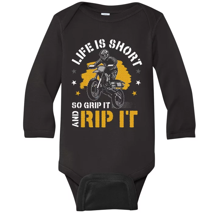 Dirtbike Motocross Forget Everything And Ride Mx Baby Long Sleeve Bodysuit