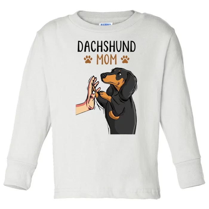 Dachshund Mom Funny Weenie Mama Dog Lover Toddler Long Sleeve Shirt