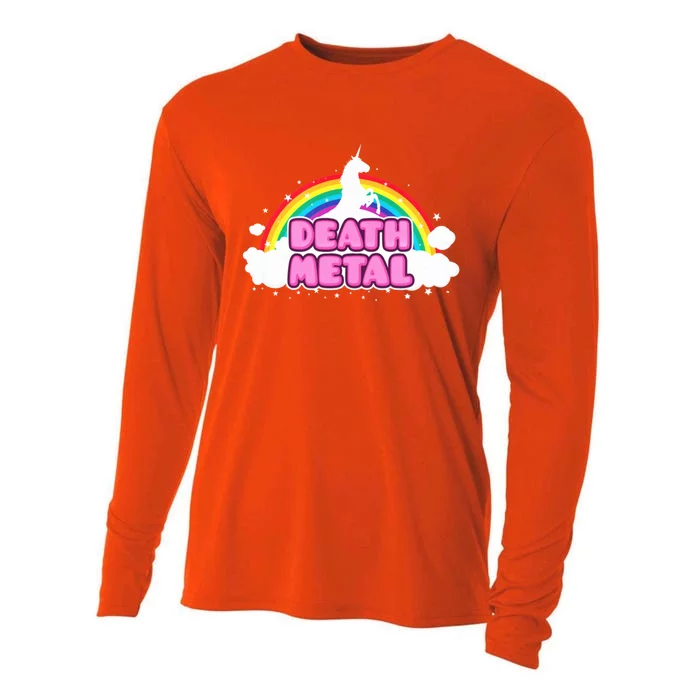 Death Metal! (Funny Unicorn Rainbow Mosh Parody Design) Cooling Performance Long Sleeve Crew