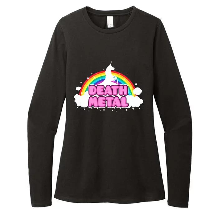 Death Metal! (Funny Unicorn Rainbow Mosh Parody Design) Womens CVC Long Sleeve Shirt