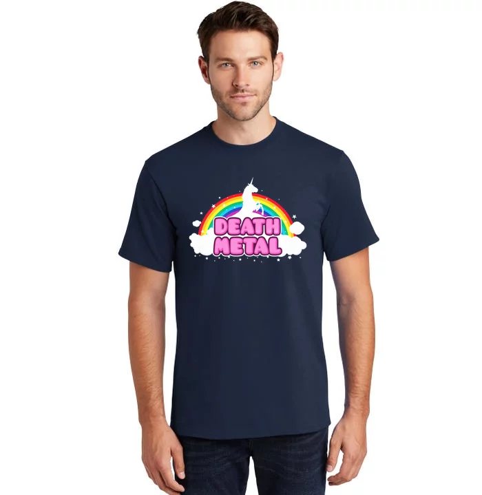 Death Metal! (Funny Unicorn Rainbow Mosh Parody Design) Tall T-Shirt