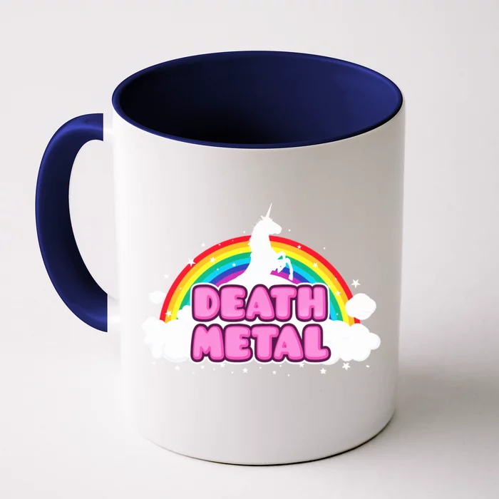 Death Metal! (Funny Unicorn Rainbow Mosh Parody Design) Front & Back Coffee Mug