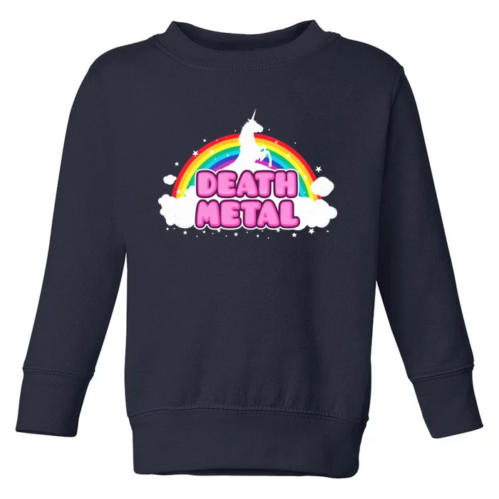 Death Metal! (Funny Unicorn Rainbow Mosh Parody Design) Toddler Sweatshirt