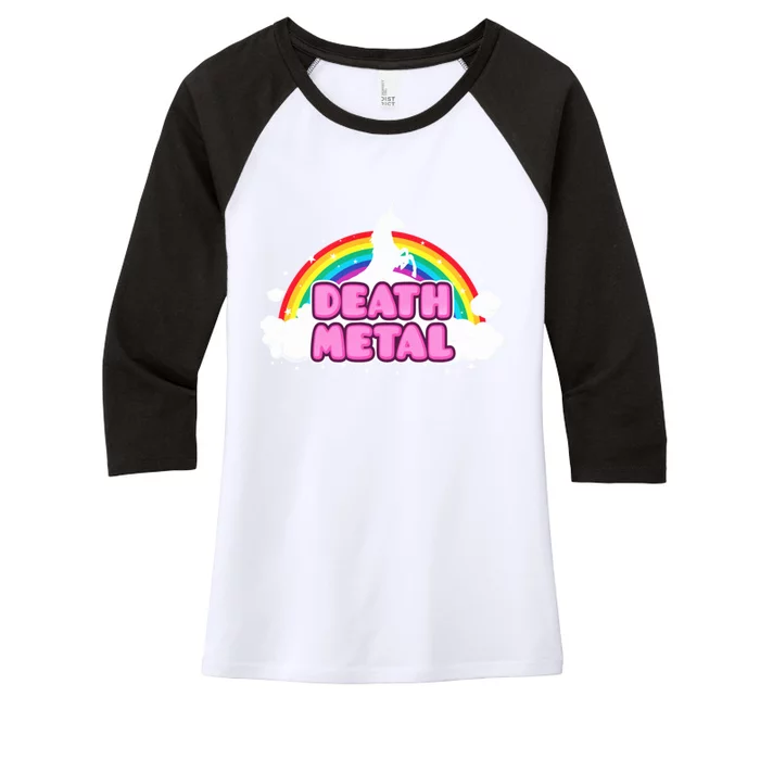 Death Metal! (Funny Unicorn Rainbow Mosh Parody Design) Women's Tri-Blend 3/4-Sleeve Raglan Shirt