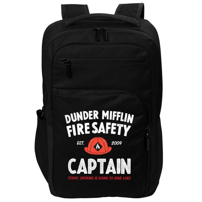 Dunder Mifflin Fire Safety Captain Est.2009 Today Smoking Is Going To Save Lives Impact Tech Backpack