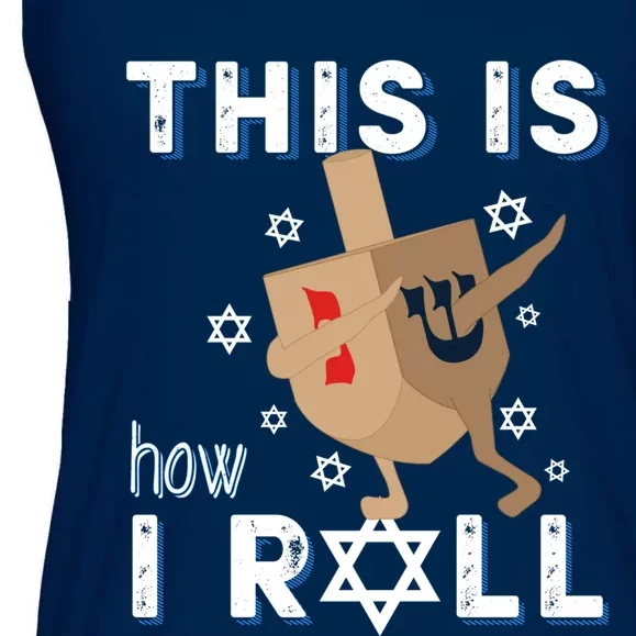 Dreidel Menorah Funny Hanukkah Gift This Is How I Roll Ladies Essential Flowy Tank