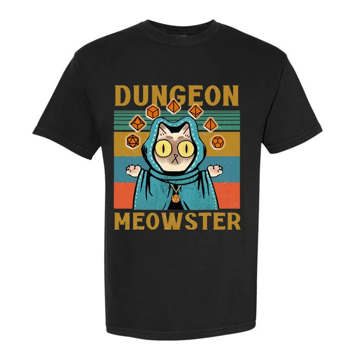 Dungeon Meowster Funny Nerdy Gamer Cat Vintage Game Garment-Dyed Heavyweight T-Shirt