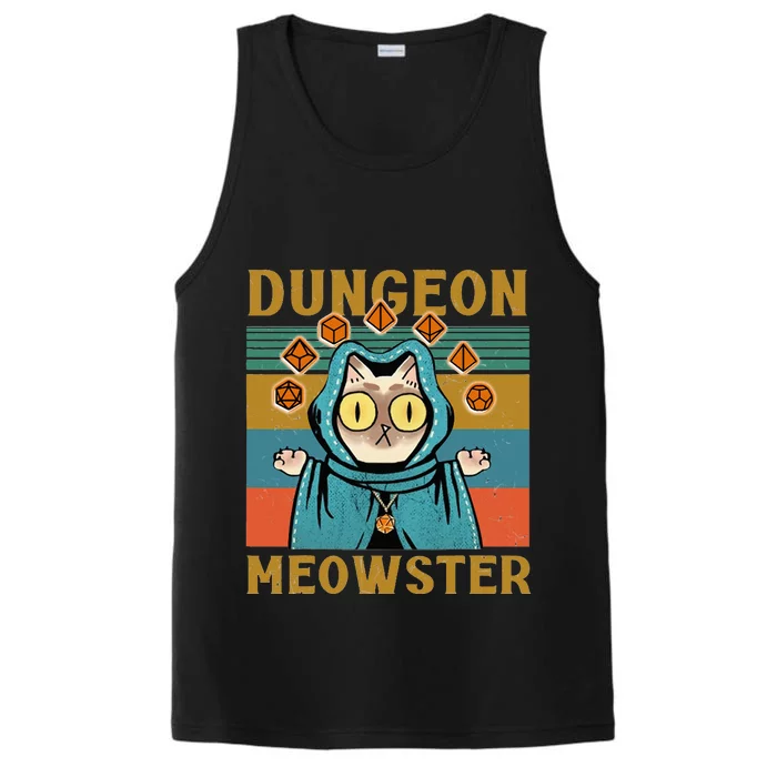 Dungeon Meowster Funny Nerdy Gamer Cat Vintage Game Performance Tank