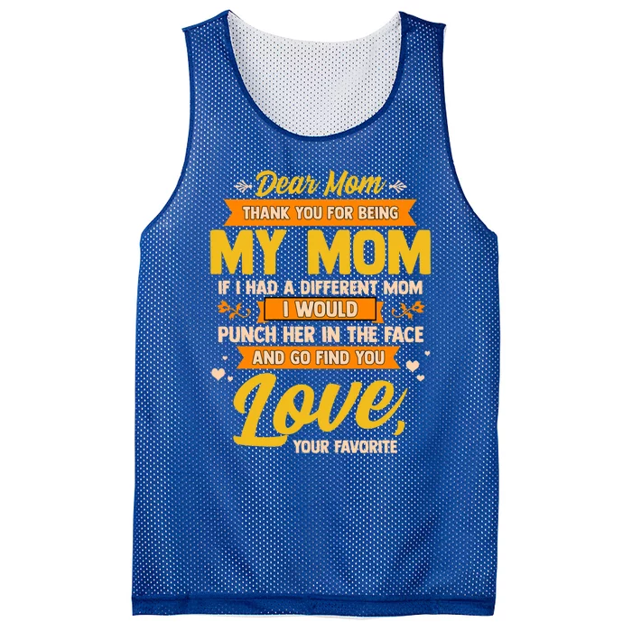 Dear Mom Funny Mother Graphic Motherhood Mama Gift Mesh Reversible Basketball Jersey Tank