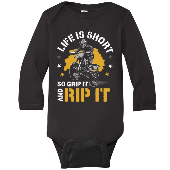 Dirtbike Motocross Forget Everything And Ride Mx Baby Long Sleeve Bodysuit