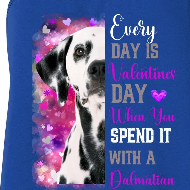 Dalmatian Mom Funny Valentines Day Dog Lovers Hearts Gift Women's Racerback Tank